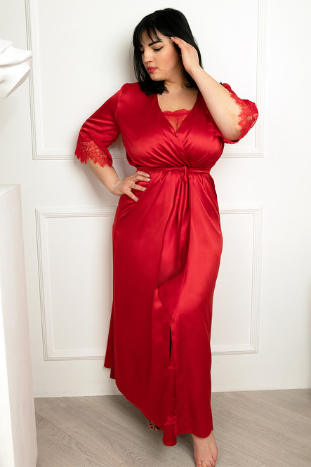 Шовковий халатик NaDDin 434 з мереживом